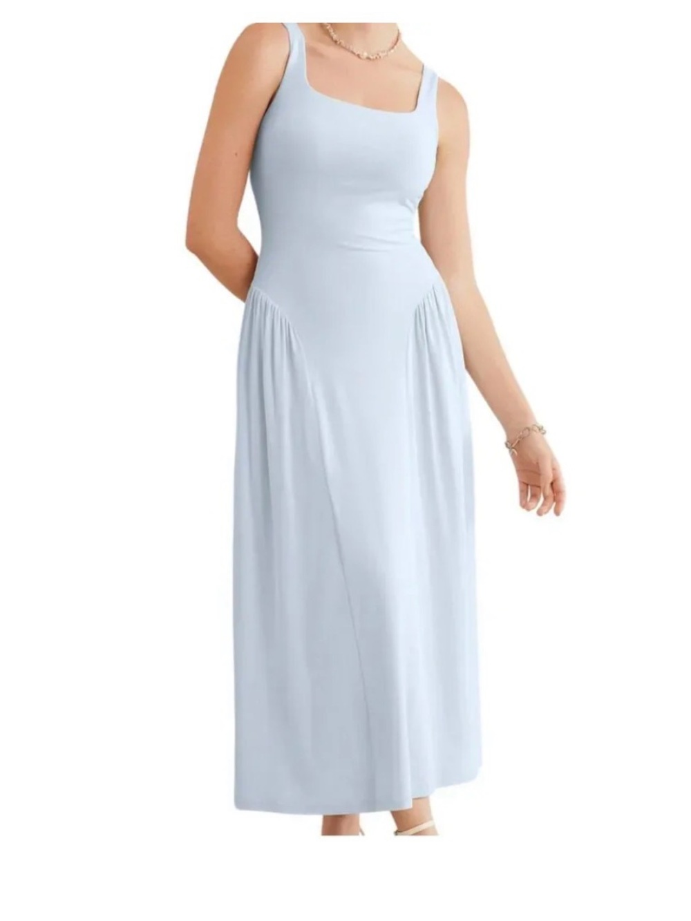 NWT OGL Blue Cinderella Built In Bra Midi Dress Size Medium Summer Casual